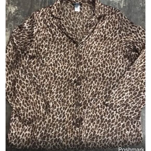 George Silky Pajamas Women’s Medium Leopard Print PJ Set 2pc - Picture 1 of 8